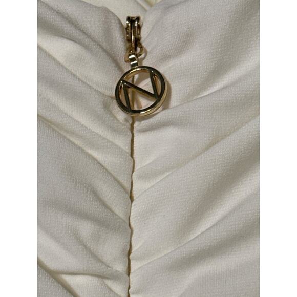Nookie Riley Ring Midi Dress Ivory Sleeveless Lined Zip Back Ruched NWT Small - Picture 11 of 16